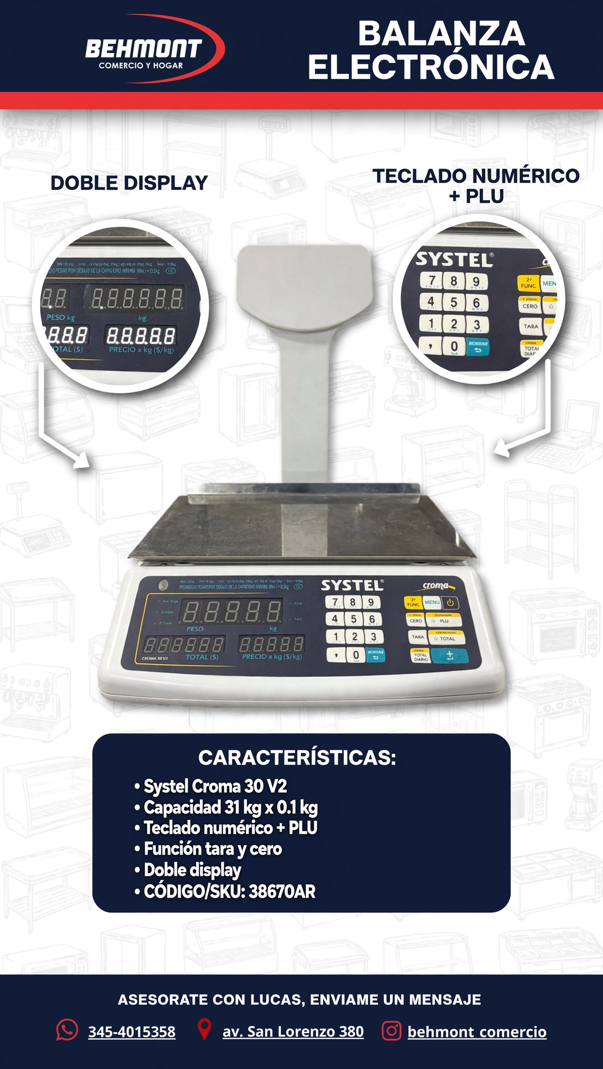 Balanza con mastil 31 kg Croma