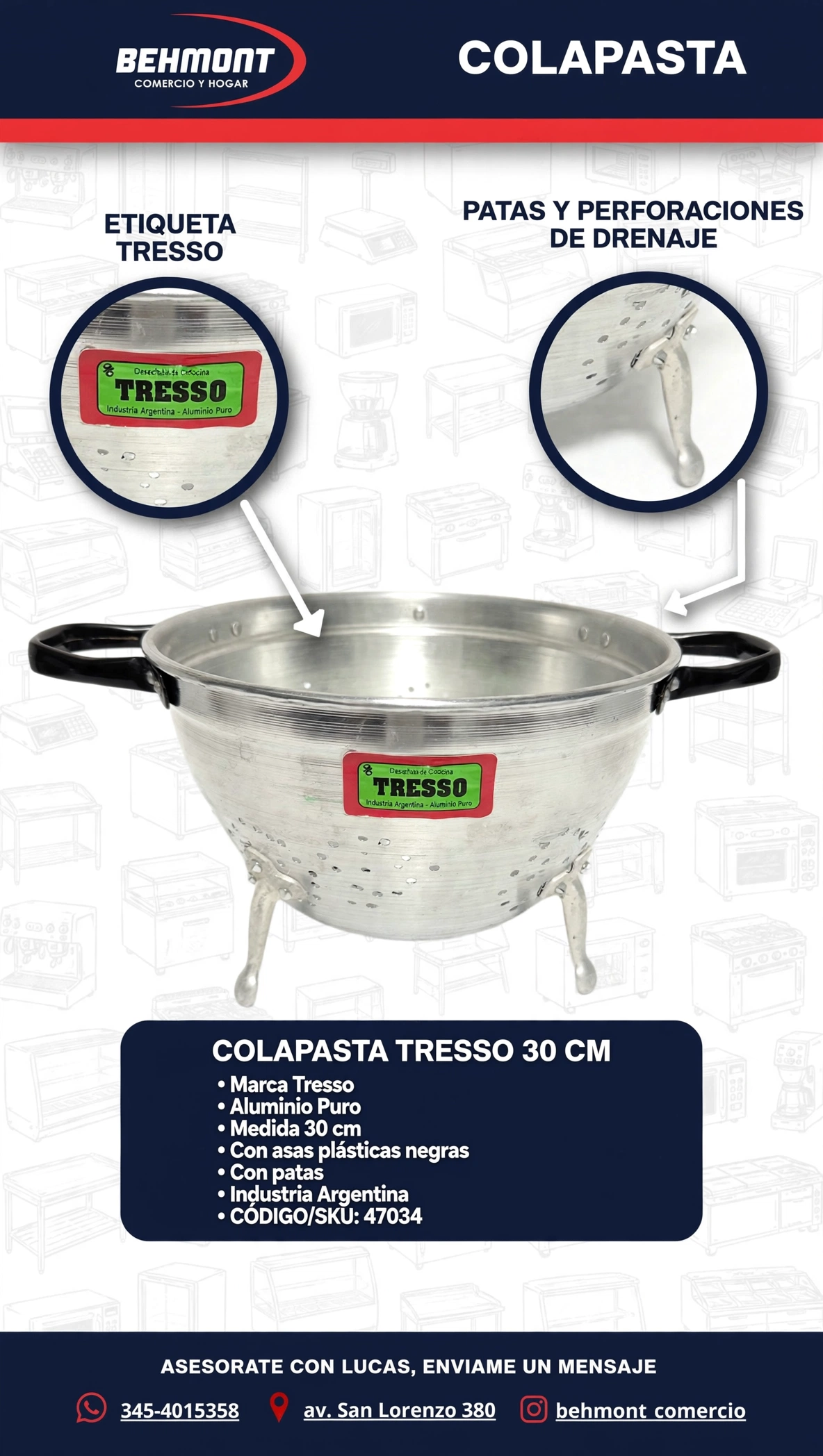 Colapasta 30 cm c/Asa