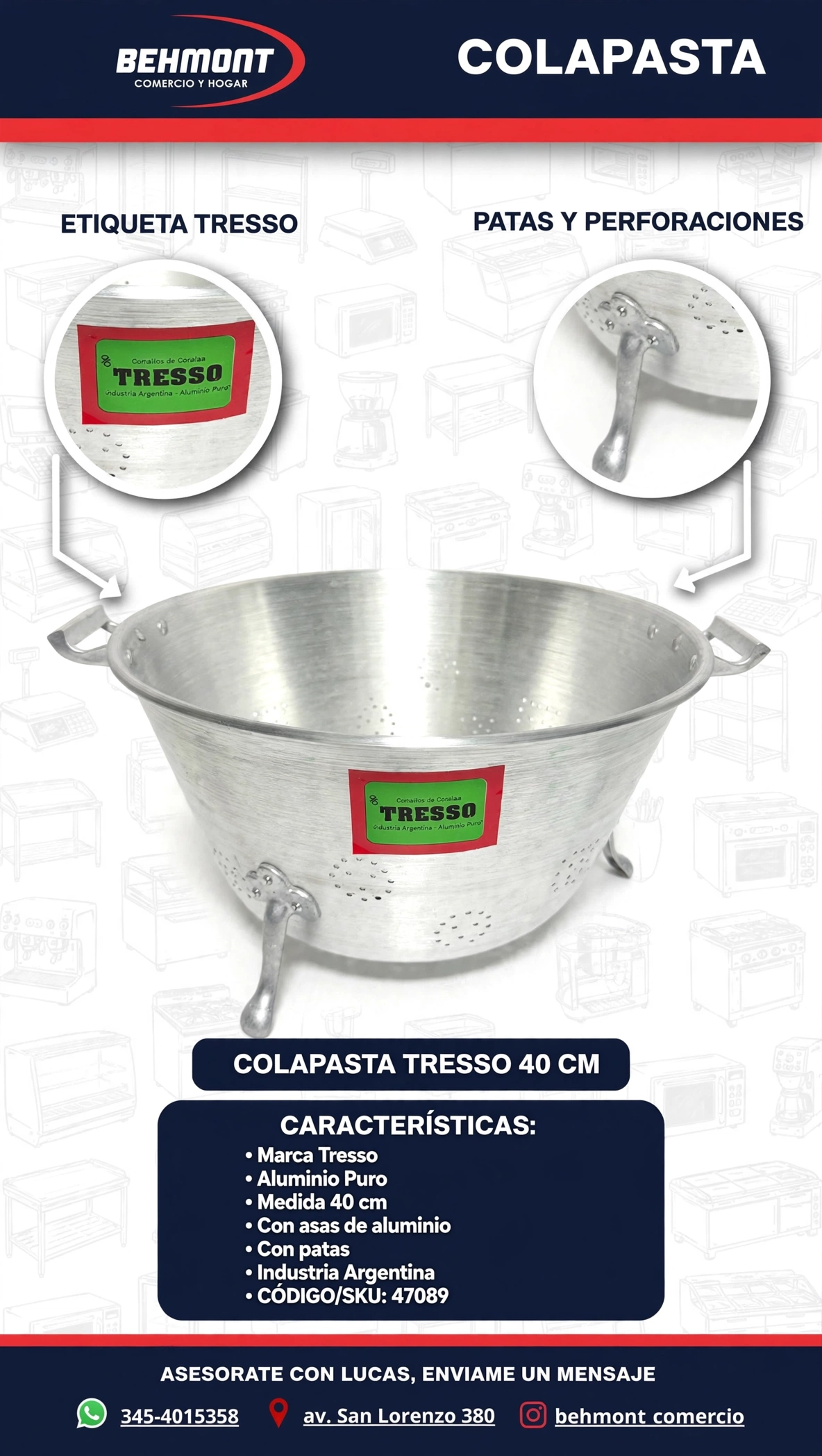 Colapasta 40 cm c/Asa