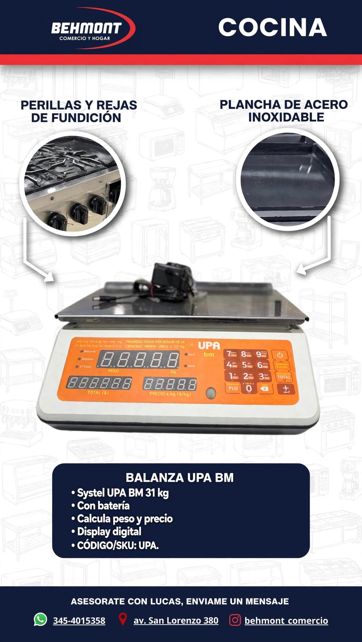 Balanza con mastil 31 kg Upa
